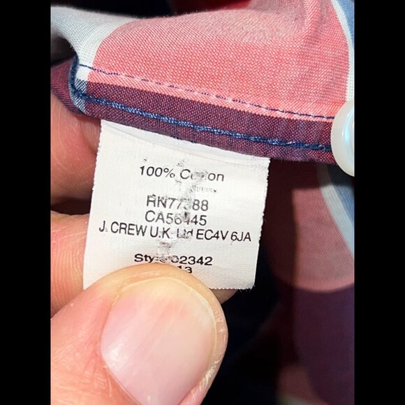 J.Crew Men’s Slim Fit Plaid Button-Down Shirt – Red, Blue & White Check – 100% - Picture 4 of 4